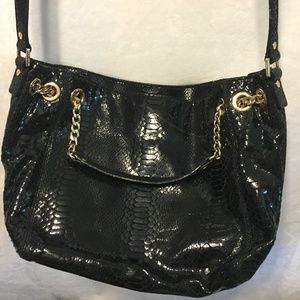 Michael Kors Black Snake Embossed Leather Purse